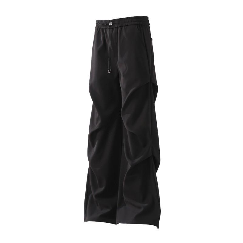 Men Women Casual Wide Leg Trousers With Pleated Detail Streetwear Loose Straight Cut Pants