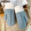 Winter Women's Warm and Cute Cycling Yarn Knitted Cycling Gloves for Students with Full Fingers and Thick Velvet Wrapped Cotton Gloves