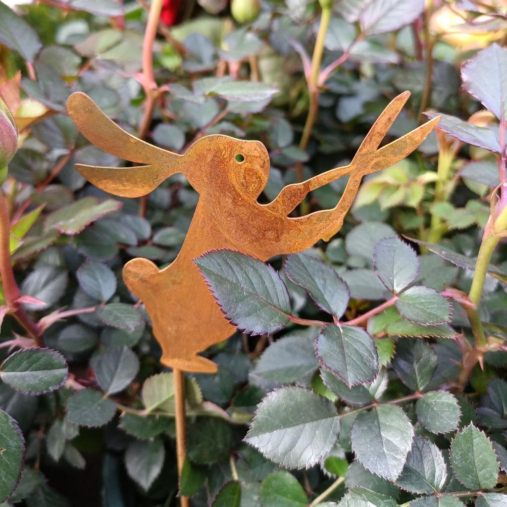 Металлические пасхальные садовые колья для пасхального кролика, наружная пасхальная металлическая табличка для двора с изображением пасхального кролика, декор для газона, пасхальный знак для двора