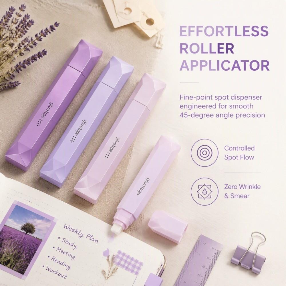 4pcs Even Adhesion Double Sided Glue Pen Odorless Glue Tape Roller Scrapbooking