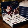 Christmas Countdown Calendar Gift Packaging Box, Xmas Advent with 24 Boxes Slots, DIY Fillable Empty Present Storage Party Supplies Santa Claus Theme