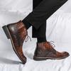 Модные ботинки челси, мужские ботинки, кожаные ботинки, ботильоны на шнуровке, с острым носком, на низком каблуке, на толстой подошве, деловые ботинки высокого качества