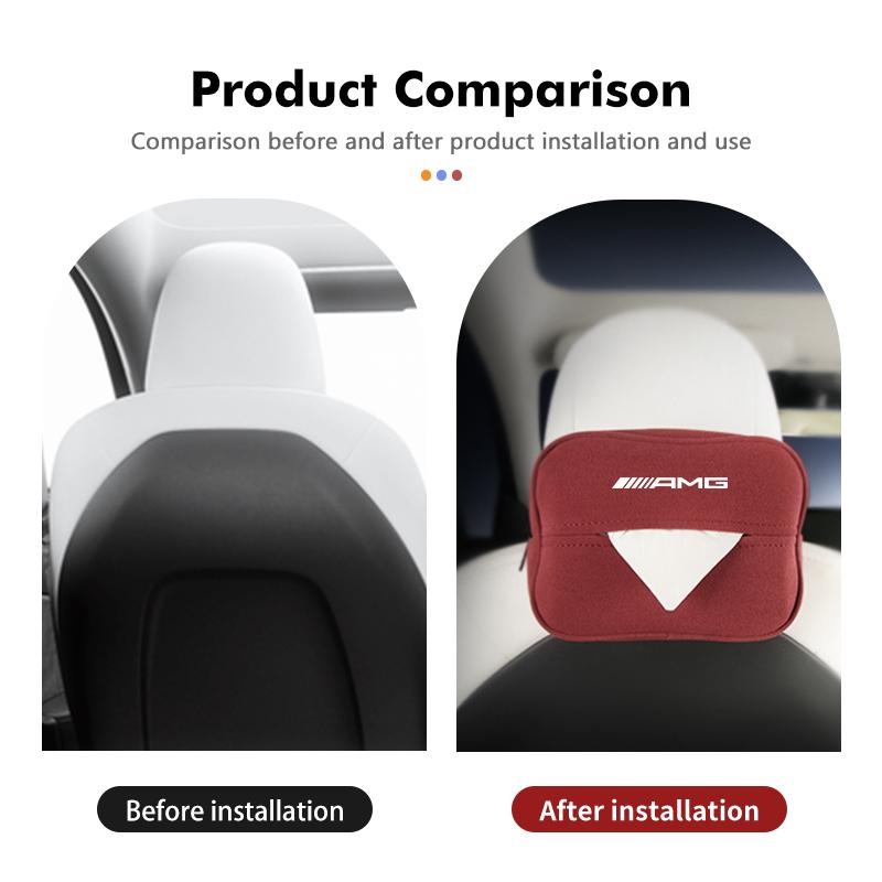 BTY4 Car Rear Seat Suede Hanging Tissue Case Organizer Storage Box For Mercedes Benz AMG A B C E S G Class W201 W210 W108 W205 W203
