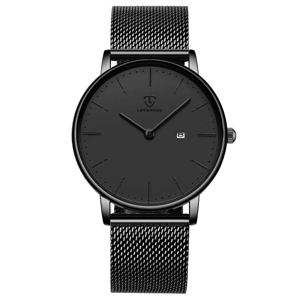 Watch Simple Stylish Thin Casual Date Display Waterproof Analog Quartz Watch Mesh Band Black [BEN NEVIS] Men's