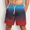 Сине-красные градационные пляжные шорты с 3D-принтом, повседневные повседневные брюки, свободные, быстросохнущие, спортивная одежда для спортзала, гавайские брюки для бега