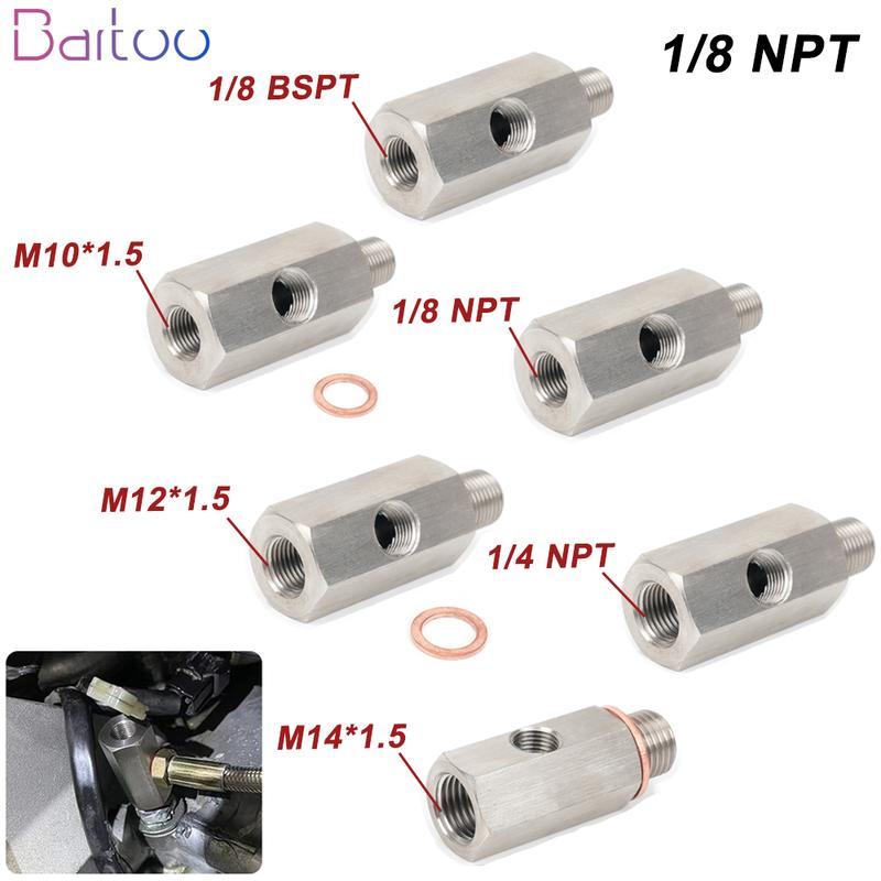 Новый Разъем Датчика Давления Масла с боковыми отверстиями 1/8 NPT Внутренняя Резьба на 1/4NPT 1/8NPT 1/8BSPT M10 M12 M14*1.5 Тройник для линии подачи топлива и манометра