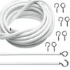 1M 2M 3m PVC Window Cord Cable Net Curtain Track Wire White Windows Wall Hanging Line with HOOKS EYES For  Car Caravans Boats