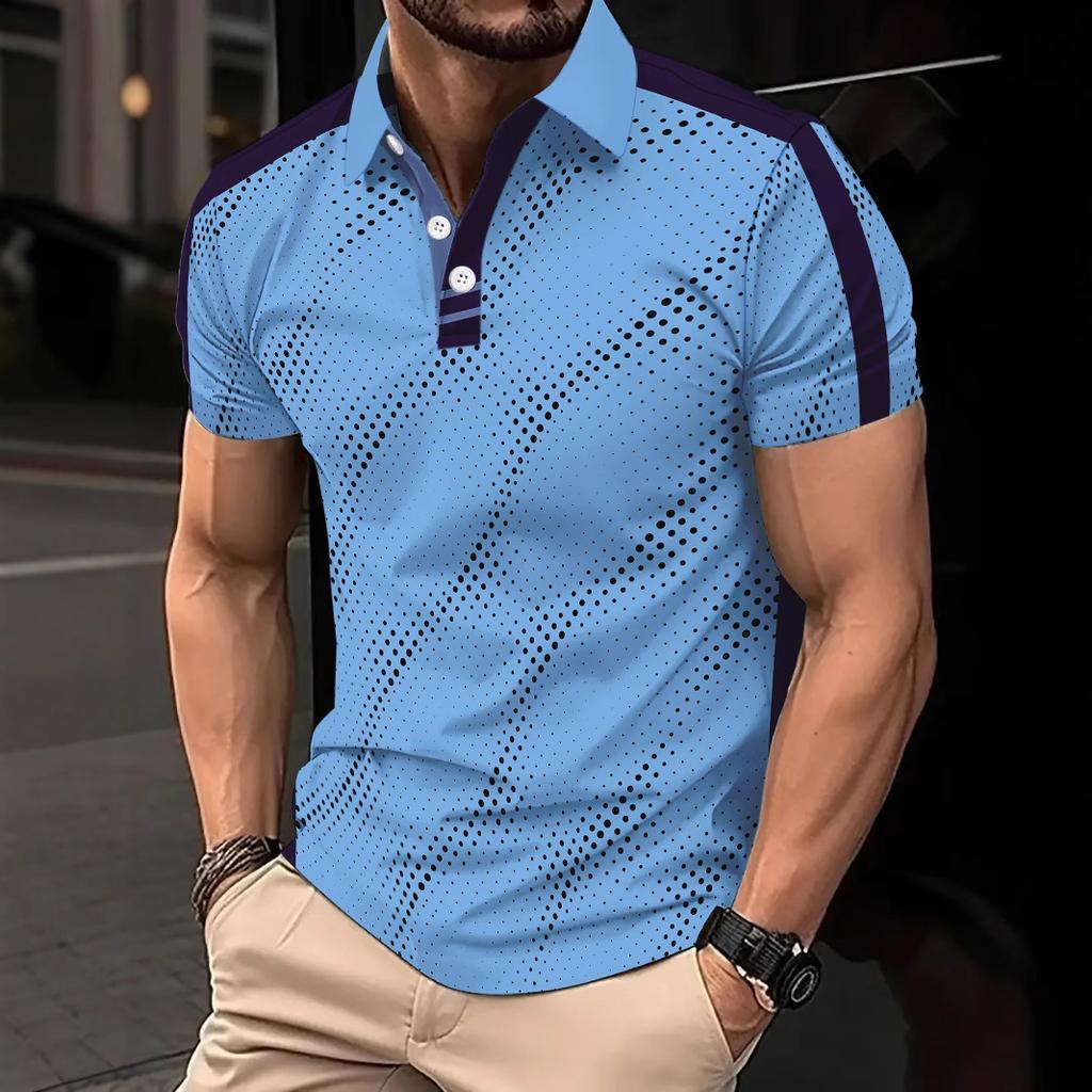 Fashion New 2025 Summer New Casual Versatile Small Dot Men's Short-sleeved POLO Shirt