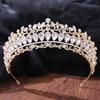 DIEZI New Baroque Korean Gold Color Crown Hair Accessories Luxury Crystal Tiara For Women Wedding Headdress Bridal Hair Zircon