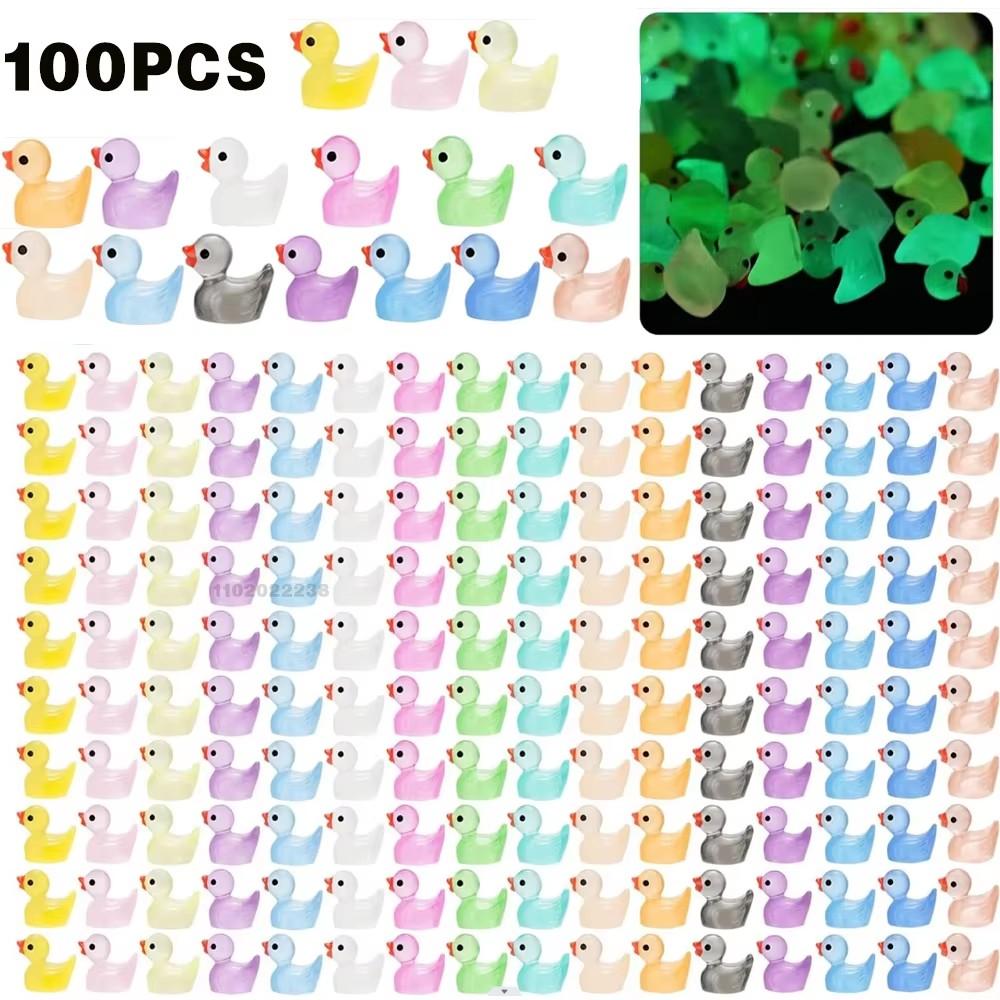 100/50 шт. Мини-утки из смолы, Миниатюрные фигурки, Украшения, Декор, Желтое животное, Садовые поделки, Крошечная утка, Ландшафтные растения, Фея