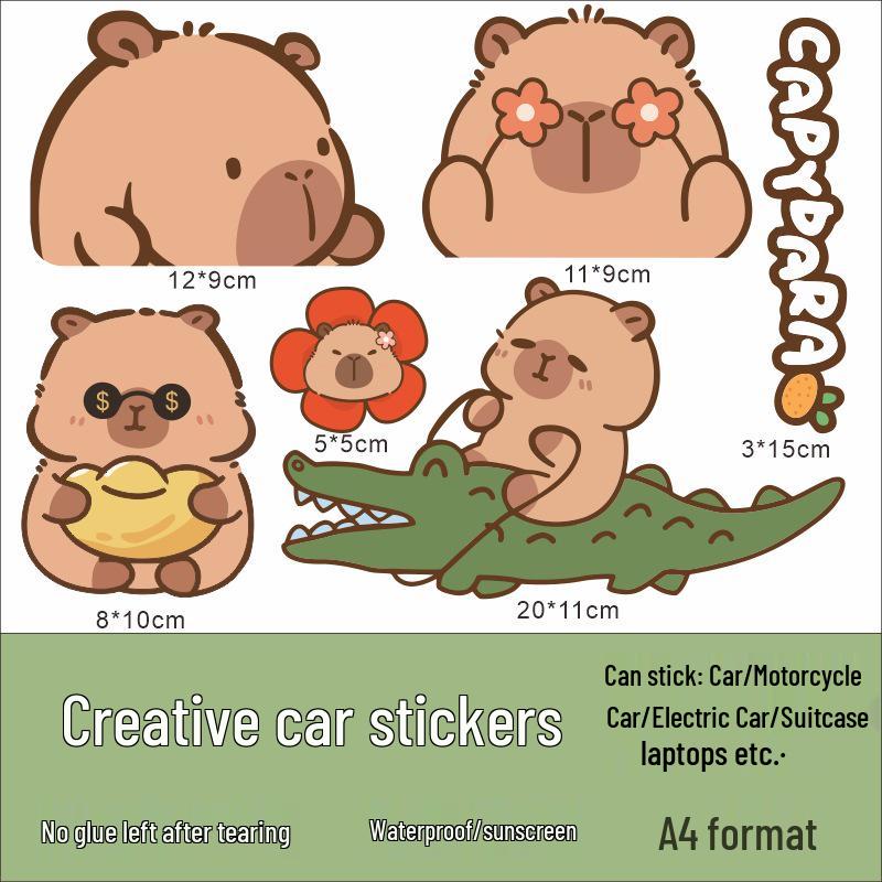 Capybara Electric Bike Waterproof Sticker: Little Cow Helmet & Center Box Deco