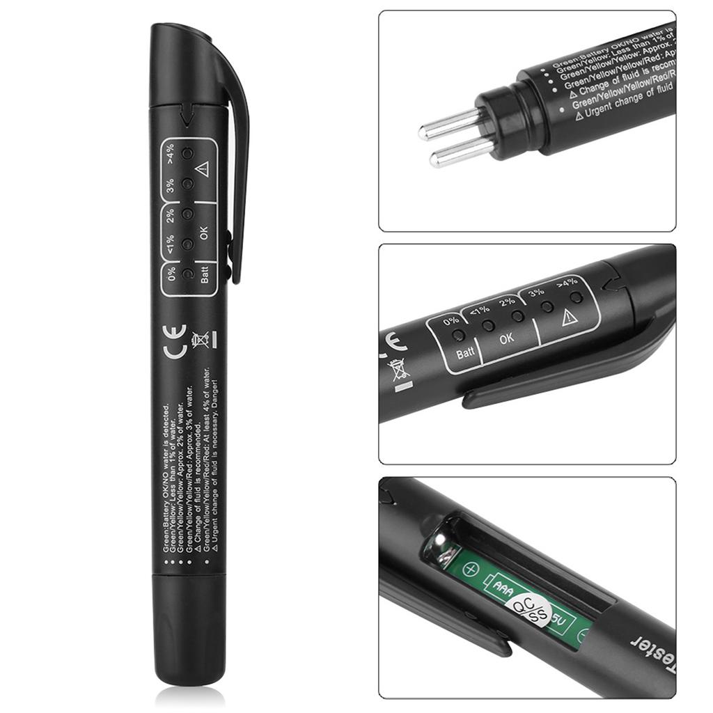 Brake Fluid Tester, Car Diagnostic Pen Digital Brake Fluid Tester Oil Quality Check Pen W 5 LED Lights for DOT3 DOT4 DOT5