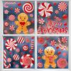 9pcs Cute Christmas Candy Cane Stickers, Seamless Christmas Window Stickers