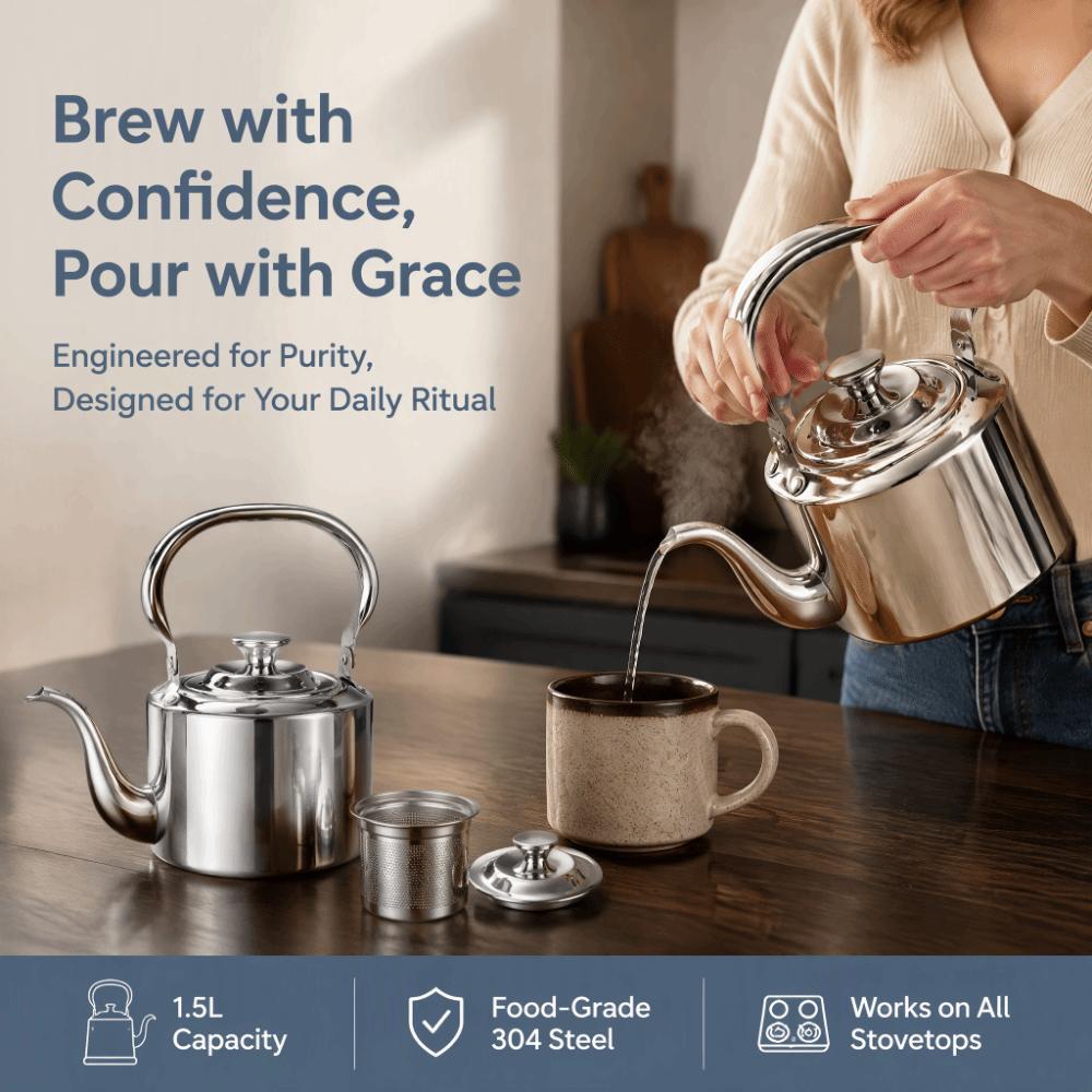 Top Handle Gooseneck Stovetop Kettle Stainless Steel Tea Kettle With Infuser For Gas Stove