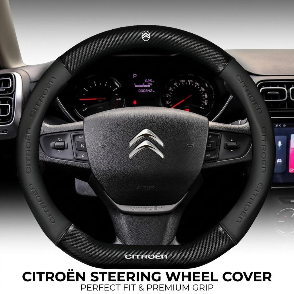 DBGO4 For Citroen C2 C3 C5 Aircross VTS Xsara C-Crosser Berlingo Jumpy Carbon fiber Leather Car Steering Wheel Cover Auto Accessories