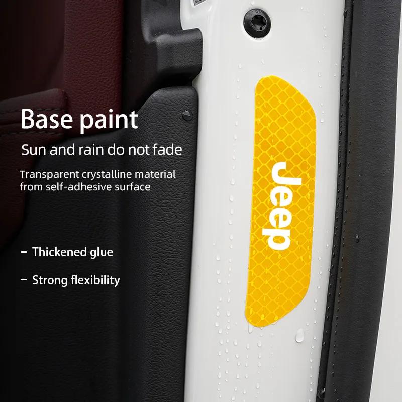 Для Jeep 4 шт. Светоотражающая наклейка на дверь автомобиля Предупреждение о безопасности Отражатель Метка Для Jeep Grand Cherokee Wrangler JK Gladiator Compass