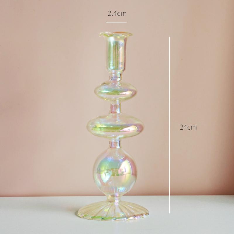 Glass Candle Holder Home Decor Nordic Rainbow Vase Flower Table Living Room Decoration Candlestick Holder for Wedding