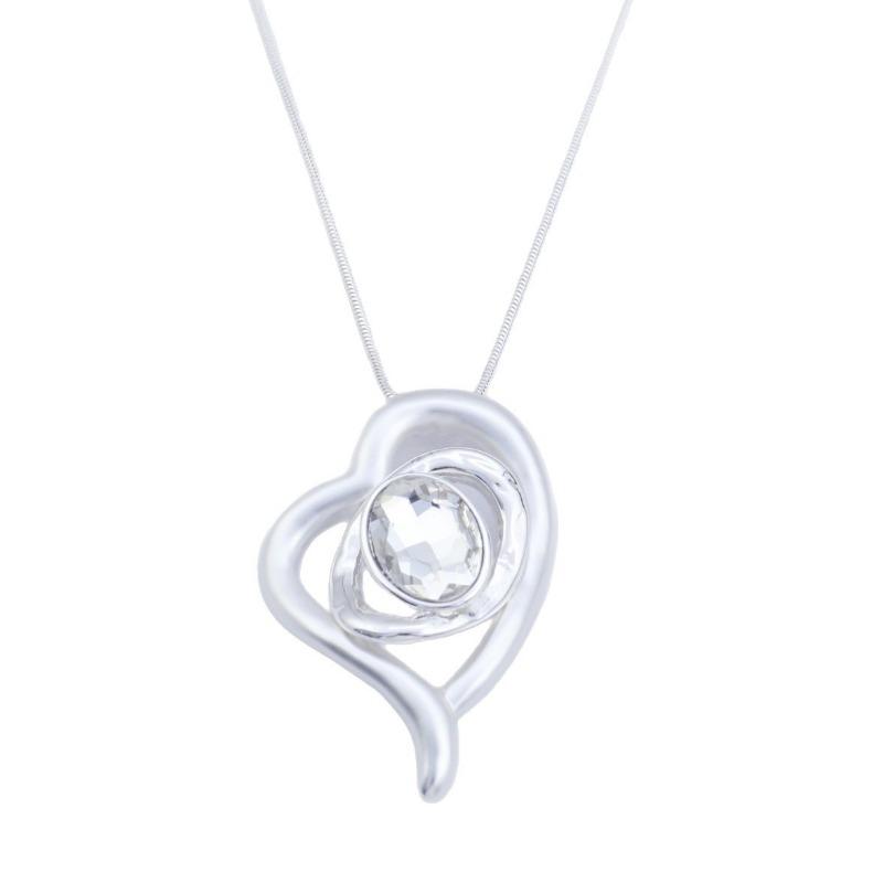 New Matte Hollow Geometric Love Long Pendant Women's Creative High Sense Diamond Inlaid Long Necklace