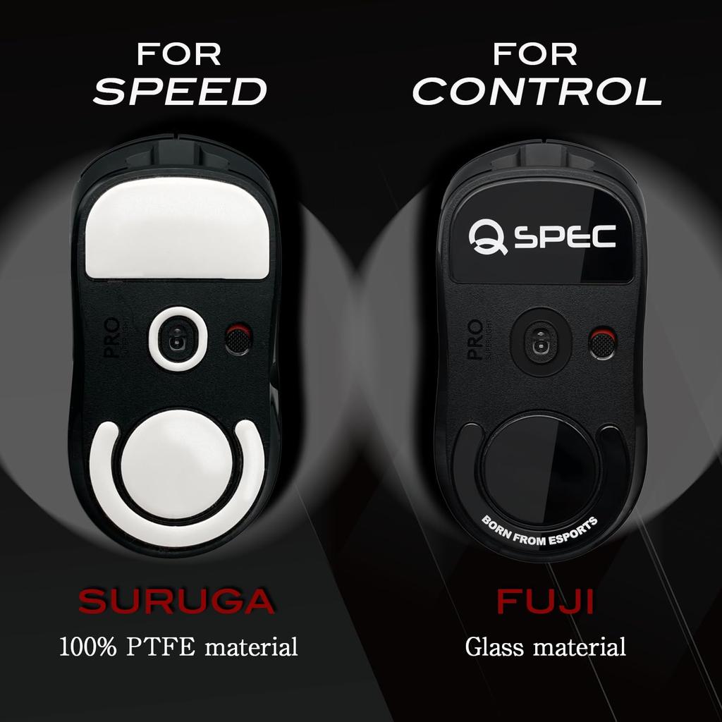 QSPEC Mouse Sole Professional Gaming G PRO Gaming Mouse Wireless GPRO Super Round Edge Processing G PRO X (For SUPERLIGHT, FUJI_BLACK (Glass