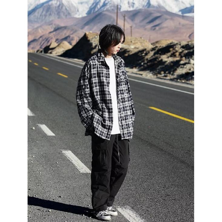 2024 Plaid Long Sleeve Shirt Japanese Hong Kong Style Ins Loose Shirt Boys Summer Trendy Versatile Casual Coat