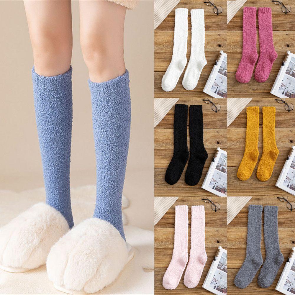 Gift Pure Color Soft Thick Winter Warm Bed Floor Coral Velvet Socks Sleep Socks Fluffy Cosy