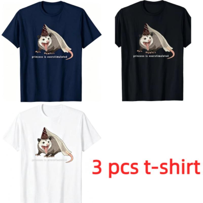 Fun Cartoon Animal Mouse Pattern Print Men's T-shirt Summer Men's and Women's Casual Fashion Tops Men's Short Sleeve T-shirt Oversize Clothing