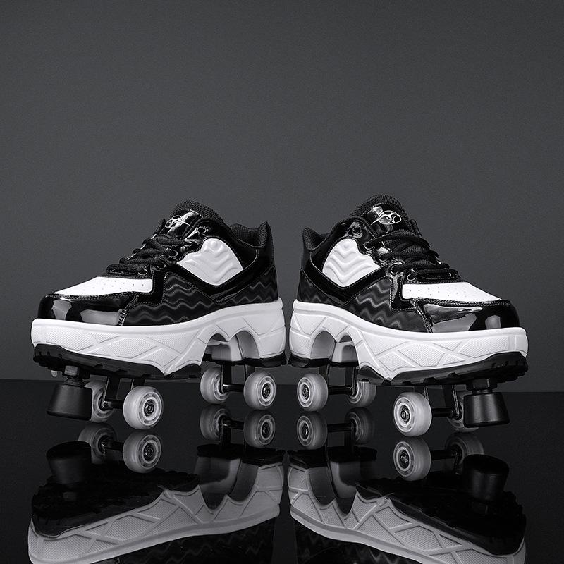 Регулируемые 4-колесные роликовые коньки для девочек, 6-15 лет – Превращаются из прогулочной обуви в коньки