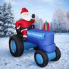 5.4FT Inflatable Santa Driving Tractor LED Home Ornament Christmas Festive Gift Toy Supplies Decorations Xmas Yard Decoration