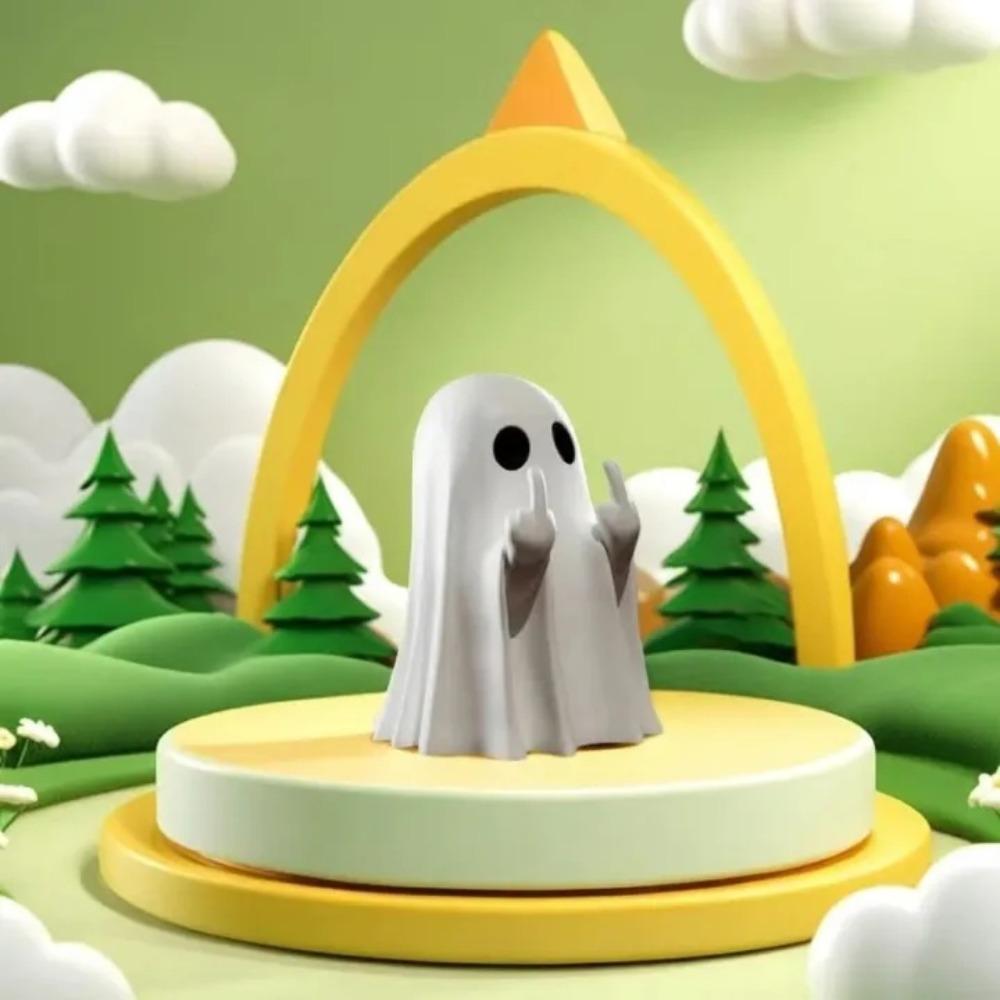 Car Decorate Luminous Middle Finger Creative Cute Ghost Statue Small Scary Ghost Plastic Figurines Craft Home Wiccan Decoration