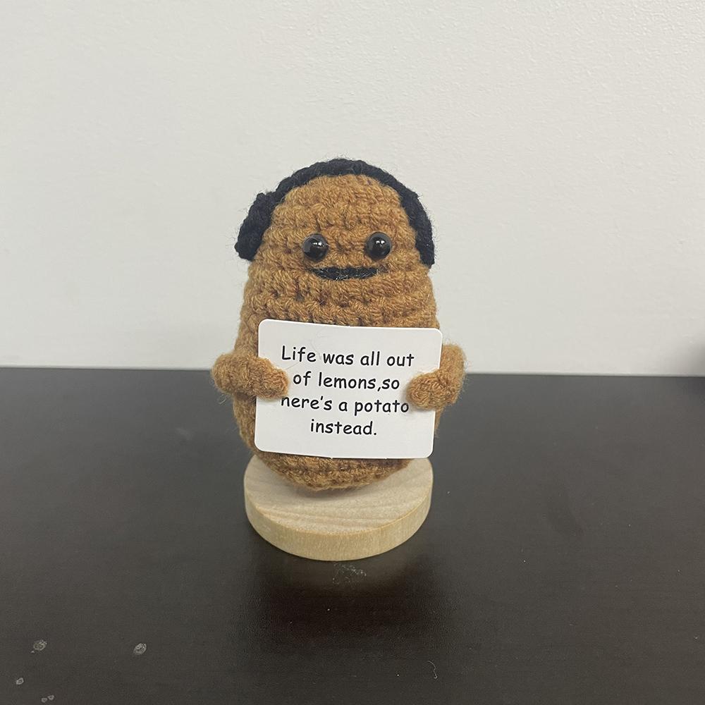 Handmade Positive Potatoes Doll With Card Home Decoration Knitting Penguin Bee Potato Doll Ornament Christams Party Room Decor