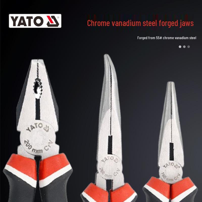 Комбинированные пассатижи с длинными губками и бокорезами YATO с стриппером для проводов