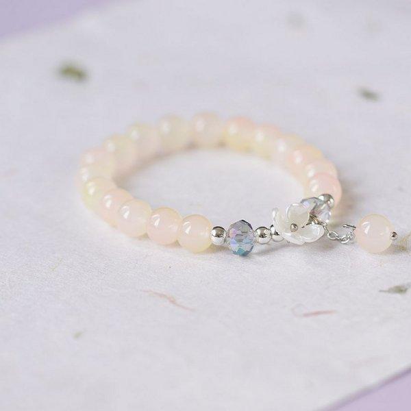 Fashion Korean White Flower Purple Beaded Bracelet for Women Charm Crystal Beads Elastic Adjustable Bracelet Friendship Jewelry