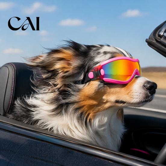 Durable Polycarbonate Lens Dog Glasses Goggles, UV Protection Sunglasses with Adjustable Straps, Stylish Pet Sun Proof Eye Gear Shades,