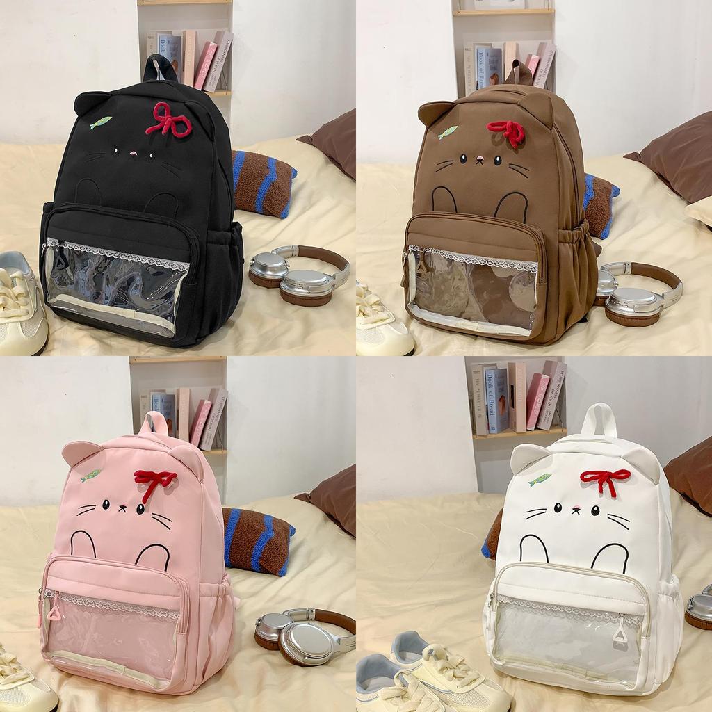 Bow Cute Cartoon Backpack For Teens With Nylon Material For Daily Use