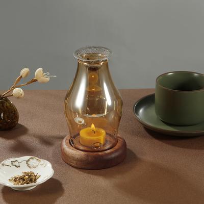 Стеклянный подсвечник для ароматерапии, нагревательный элемент с деревянной основой, ароматерапия, курильница для йоги, СПА, ароматерапия
