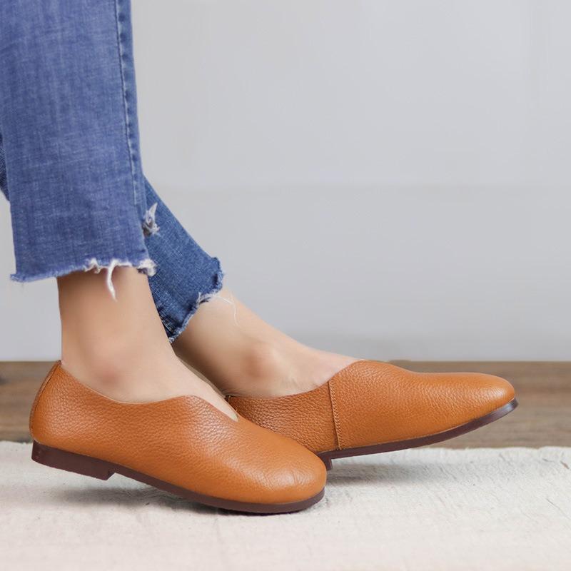 Туфли ручной работы из натуральной кожи Оригинальные литературные туфли на плоской подошве из коровьей кожи для женщин