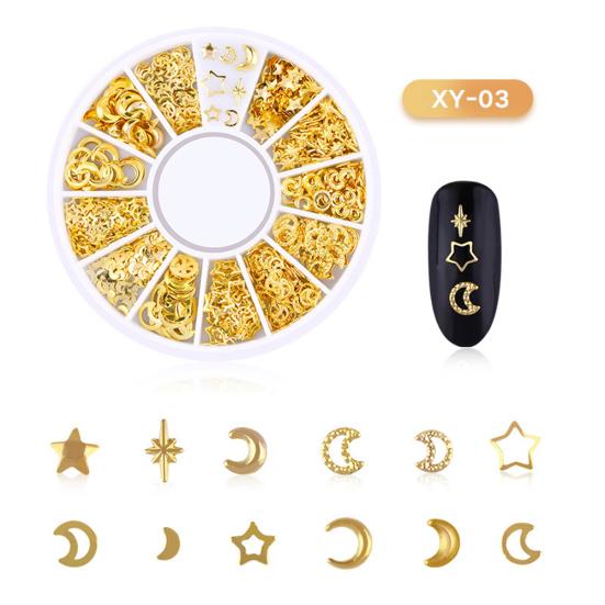 3D Metallic Metal Rivet Heart Moon Star Nail Tips Decorations Manicure Tools
