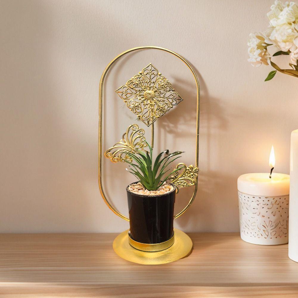 Креативный дизайн Металлические горшечные украшения Стеклянный цветочный горшок Искусственный суккулент Гостиная