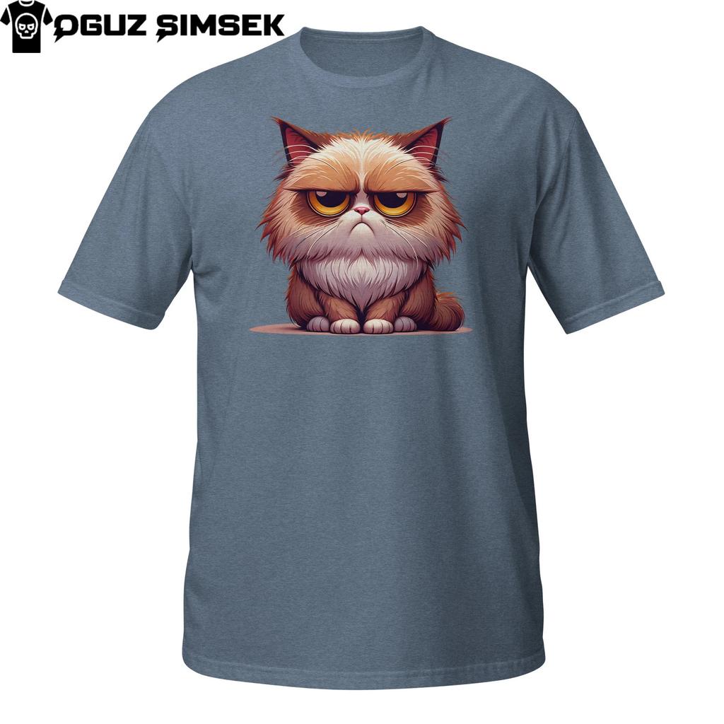 Sad Grumpy CaT Shirt Mens Womens Tees Top – Cute Moody Kitten with Big Eyes Cartoon Tee Unisex