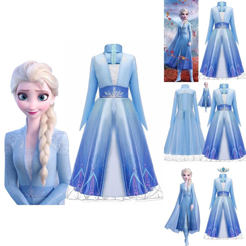 Изысканное платье Эльзы из «Холодного сердца 2» с длинным рукавом, костюм для косплея Снежной королевы для девочек 3-10 лет