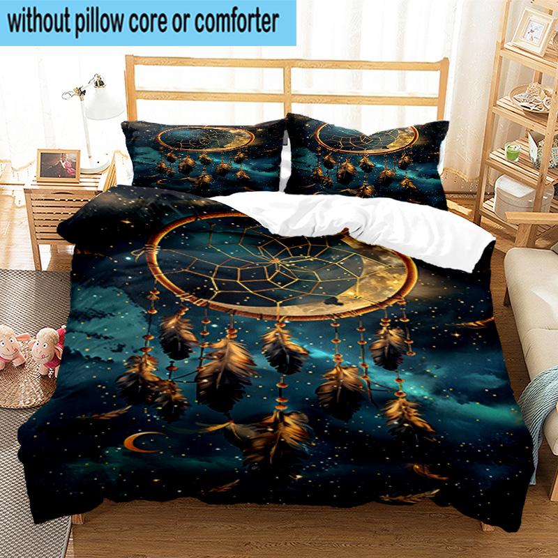 Dreamcatcher Fantasy Flowers 3pcs Bedding,Including 1pc Duvet Cover And 2pcs Pillowcases Perfect for Christmas,Ideal for Bedroom, Dormitory