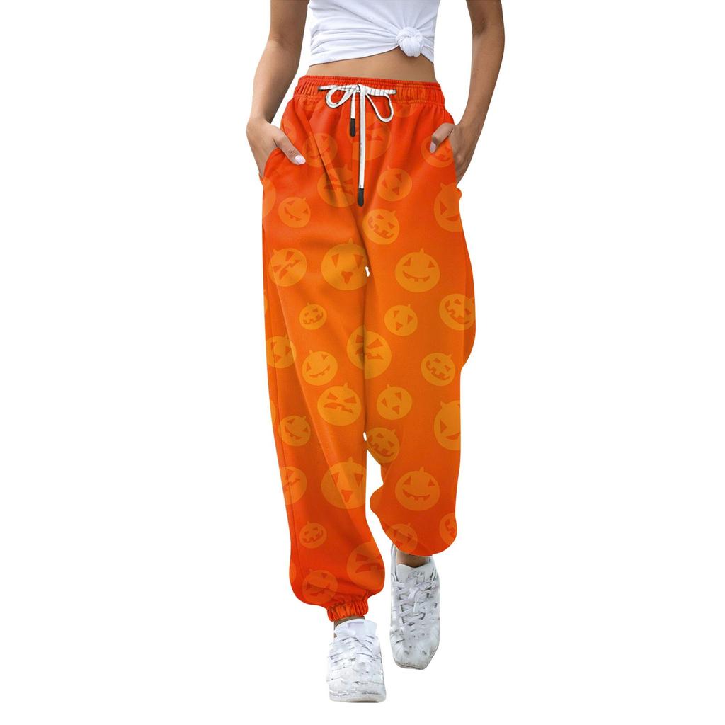 Women's Casual Pants Print High Waist Drawstring Sweatpants With Pockets