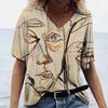 Women's T-shirt Abstract Art Face Print Girls Clothing 3D Oversized Classic Short Sleeve Tops Female Fashion Casual Streetwear