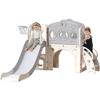 Kids Slide, Extra Long Toddler Slide with Playpen, Storage Space and Non-slip Steps, Indoor and Outdoor Play Equipment, Freestanding Slide