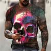 Summer Men's Fashion Casual O Neck Vintage T Shirt Clothing 3d Horror Skull Print T Shirt Harajuku Oversized Short Sleeve Top