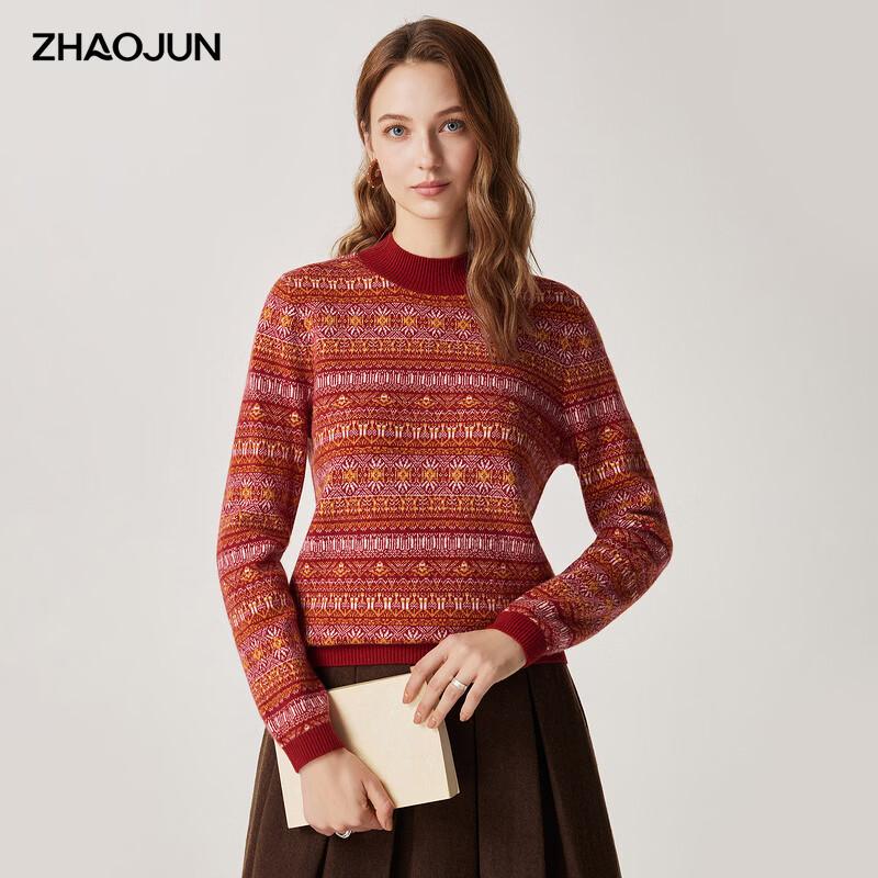 Женский шерстяной свитер Zhaojun в стиле Fair Isle
