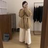 Женское пальто средней длины из кашемировой шерсти в корейском стиле с воротником-стойкой