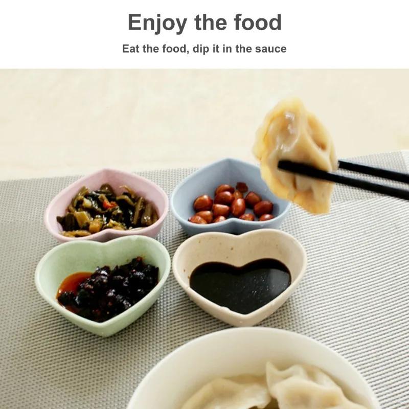 Мини-посуда, миска в форме сердца, легкая миска для приправ, блюдо для еды, соуса, тарелки для закусок для кухонных инструментов, аксессуары