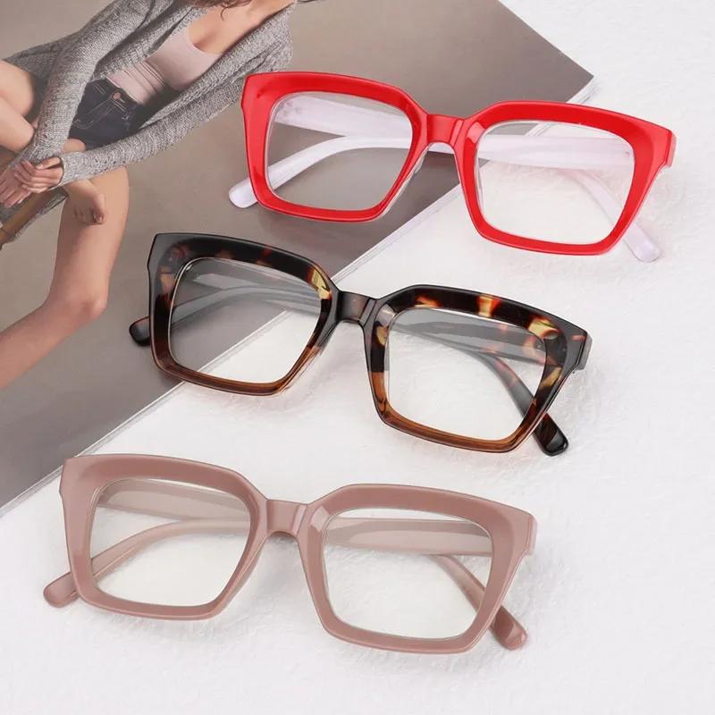 Oversized Square Reading Glasses Men Women Large Frame Presbyopia Eyewear HD Lens Diopter 0 To +4 0 Portable