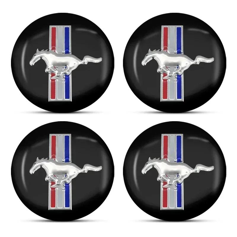 New 2026 Car Sticker For Ford 4Pcs Car styling 56mm Car Tyre Wheel Center Hub Cap Badge sticker For Ford Mustang FIESTA Focus Sh